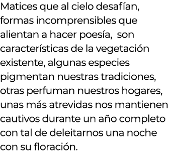 Matices que al cielo desaf an  formas incomprensibles que alientan a hacer poes a  son caracter sticas de la vegetaci   
