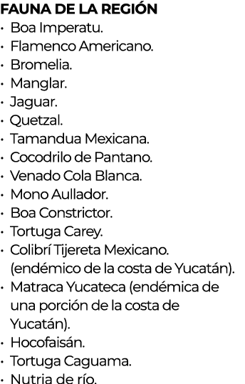 FAUNA DE LA REGIÓN   Boa Imperatu                                        Flamenco Americano                             