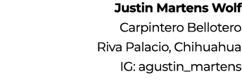 Justin Martens Wolf Carpintero Bellotero Riva Palacio, Chihuahua IG: agustin_martens 