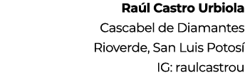 Ra l Castro Urbiola Cascabel de Diamantes Rioverde, San Luis Potos IG: raulcastrou