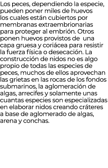Los peces, dependiendo la especie, pueden poner miles de huevos los cuales est n cubiertos por membranas extraembrion...