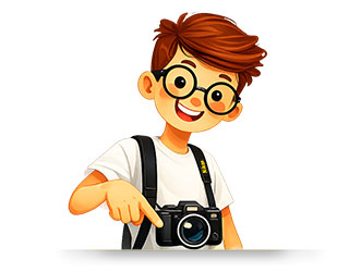 niño con cámara